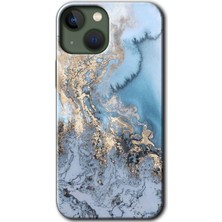 Gramaphone iPhone 13 Kılıf Hd Desen Baskılı Arka Kapak + Kırılmaz Cam - Eski Mermer
