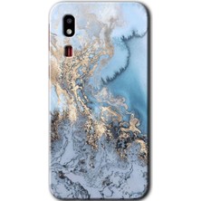 Gramaphone Galaxy A2 Core Kılıf Hd Desen Baskılı Arka Kapak + Esnek Nano Cam - Eski Mermer