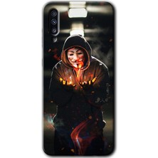 Galaxy A70S Kılıf Hd Desen Baskılı Arka Kapak + Esnek Nano Cam - V For Fire