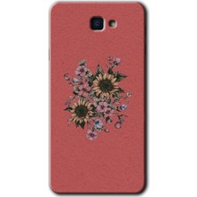 Gramaphone Galaxy J7 Prime 2 Kılıf Hd Desen Baskılı Arka Kapak + Kırılmaz Cam - Retro Çiçek