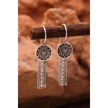 Sümer Telkari Anadolu Motifli Elişi Oksitli Hasır Gümüş Küpe 6137