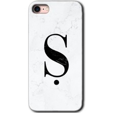 Gramaphone iPhone 8 Kılıf Hd Desen Baskılı Arka Kapak - Beyaz Mermer Desenli Ş Harfi