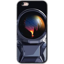 Gramaphone iPhone 6s Plus Kılıf Hd Desen Baskılı Arka Kapak + Kırılmaz Cam - Astronot
