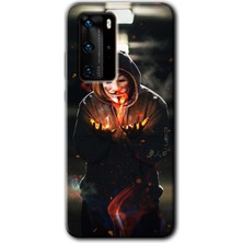 Gramaphone Huawei P40 Pro Kılıf Hd Desen Baskılı Arka Kapak + Esnek Nano Cam - V For Fire