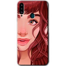 Gramaphone Galaxy A20S Kılıf Hd Desen Baskılı Arka Kapak - Kızıl Kız