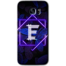 Gramaphone Galaxy S7 Edge Kılıf Hd Desen Baskılı Arka Kapak - Dark Neon Yaprak E Harfi