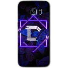 Gramaphone Galaxy S7 Edge Kılıf Hd Desen Baskılı Arka Kapak - Dark Neon Yaprak D Harfi