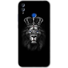 Gramaphone Honor 8x Kılıf Hd Desen Baskılı Arka Kapak + Kırılmaz Cam - King Lion