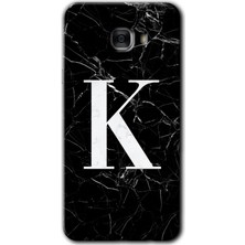 Gramaphone Galaxy C9 Pro Kılıf Hd Desen Baskılı Arka Kapak - Siyah Mermer Desenli K Harfi