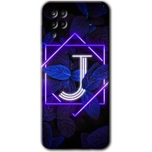 Gramaphone Galaxy M12 Kılıf Hd Desen Baskılı Arka Kapak - Dark Neon Yaprak J Harfi