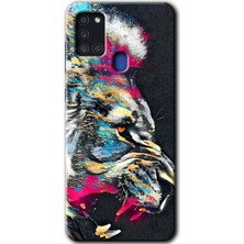 Gramaphone Galaxy A21S Kılıf Hd Desen Baskılı Arka Kapak - Colorfull Aslan
