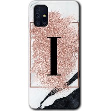 Gramaphone Galaxy M31S Kılıf Hd Desen Baskılı Arka Kapak - Pembe Mermer Desenli I Harfi
