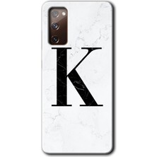 Gramaphone Galaxy S20 Fe Kılıf Hd Desen Baskılı Arka Kapak - Beyaz Mermer Desenli K Harfi