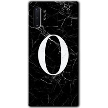 Gramaphone Galaxy Note 10 Plus Kılıf Hd Desen Baskılı Arka Kapak - Siyah Mermer Desenli O Harfi