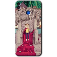 Gramaphone Honor 8x Kılıf Hd Desen Baskılı Arka Kapak + Kırılmaz Cam - Morty