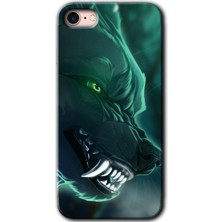 Gramaphone iPhone 7 Kılıf Hd Desen Baskılı Arka Kapak + Kırılmaz Cam - Yeşil Kurt