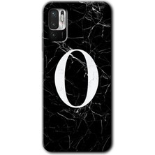 Gramaphone Redmi Note 10 5g Kılıf Hd Desen Baskılı Arka Kapak - Siyah Mermer Desenli O Harfi