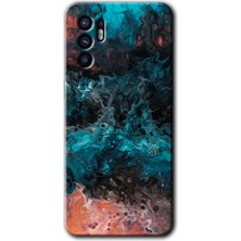 Gramaphone Oppo Reno 6 Kılıf Hd Desen Baskılı Arka Kapak + Kırılmaz Cam - Liquid Colorfull
