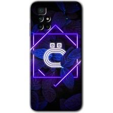 Gramaphone Redmi 10 Kılıf Hd Desen Baskılı Arka Kapak - Dark Neon Yaprak Ö Harfi