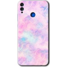 Gramaphone Honor 8x Kılıf Hd Desen Baskılı Arka Kapak + Esnek Nano Cam - Pembe-Duman