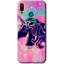 Gramaphone Huawei P20 Lite Kılıf Hd Desen Baskılı Arka Kapak + Kırılmaz Cam - Unicorn Kristal