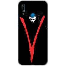 Gramaphone Huawei P20 Lite Kılıf Hd Desen Baskılı Arka Kapak + Esnek Nano Cam - V For