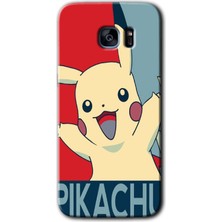 Galaxy S7 Edge Kılıf Hd Desen Baskılı Arka Kapak + Esnek Nano Cam - Pikaçhu