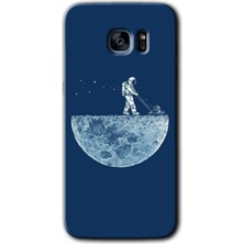 Galaxy S7 Edge Kılıf Hd Desen Baskılı Arka Kapak + Esnek Nano Cam - Uzay Işçisi