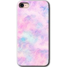 Gramaphone iPhone 7 Kılıf Hd Desen Baskılı Arka Kapak + Esnek Nano Cam - Pembe-Duman