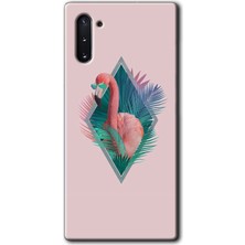 Gramaphone Galaxy Note 10 Kılıf Hd Desen Baskılı Arka Kapak + Kırılmaz Cam - Flamingo