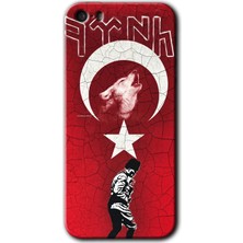 Gramaphone iPhone 5s Kılıf Hd Desen Baskılı Arka Kapak + Esnek Nano Cam - Bozkurt Atam