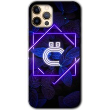 Gramaphone iPhone 12 Pro Max Kılıf Hd Desen Baskılı Arka Kapak - Dark Neon Yaprak Ö Harfi