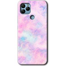 Gramaphone General Mobile Gm 22 Plus Kılıf Hd Desen Baskılı Arka Kapak + Kırılmaz Cam - Pembe-Duman