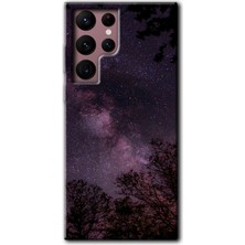 Gramaphone Galaxy S22 Ultra Kılıf Hd Desen Baskılı Arka Kapak + Esnek Nano Cam - Gece Galaksi