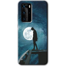 Gramaphone Huawei P40 Pro Kılıf Hd Desen Baskılı Arka Kapak - Dolunay Yalnızlık