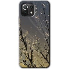 Gramaphone Xiaomi Mi 11 Kılıf Hd Desen Baskılı Arka Kapak + Kırılmaz Cam - Branches Flowers