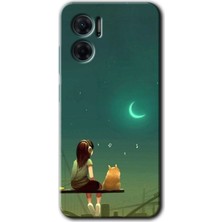 Gramaphone Xiaomi Redmi Note 11E Kılıf Hd Desen Baskılı Arka Kapak + Esnek Nano Cam - Kedili Kız