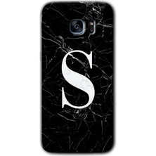 Gramaphone Galaxy S7 Edge Kılıf Hd Desen Baskılı Arka Kapak - Siyah Mermer Desenli S Harfi