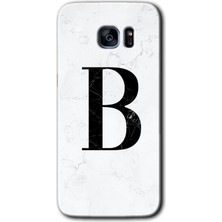 Gramaphone Galaxy S7 Edge Kılıf Hd Desen Baskılı Arka Kapak - Beyaz Mermer Desenli B Harfi