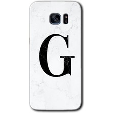 Gramaphone Galaxy S7 Edge Kılıf Hd Desen Baskılı Arka Kapak - Beyaz Mermer Desenli G Harfi
