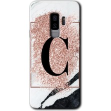 Gramaphone Galaxy S9 Plus Kılıf Hd Desen Baskılı Arka Kapak - Pembe Mermer Desenli C Harfi