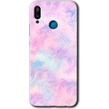 Gramaphone Huawei P20 Lite Kılıf Hd Desen Baskılı Arka Kapak + Kırılmaz Cam - Pembe-Duman