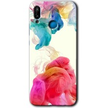 Gramaphone Huawei P20 Lite Kılıf Hd Desen Baskılı Arka Kapak + Kırılmaz Cam - Gökkuşağı Color