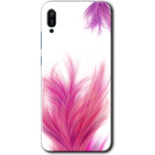 Gramaphone Huawei Y6 2019 Kılıf Hd Desen Baskılı Arka Kapak + Kırılmaz Cam - Pembe Tüy