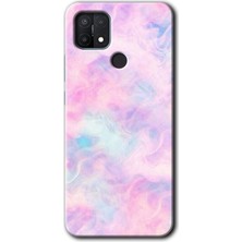 Gramaphone Oppo A15 Kılıf Hd Desen Baskılı Arka Kapak + Esnek Nano Cam - Pembe-Duman