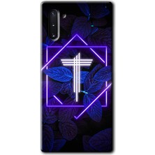Gramaphone Galaxy Note 10 Kılıf Hd Desen Baskılı Arka Kapak - Dark Neon Yaprak T Harfi