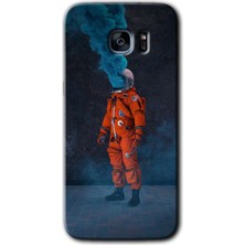 Gramaphone Galaxy S7 Edge Kılıf Hd Desen Baskılı Arka Kapak - Smoke Astronot