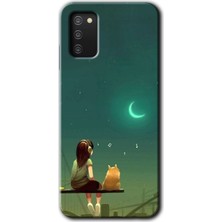 Gramaphone Galaxy A03S Kılıf Hd Desen Baskılı Arka Kapak - Kedili Kız