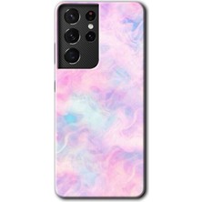 Gramaphone Galaxy S21 Ultra Kılıf Hd Desen Baskılı Arka Kapak - Pembe-Duman