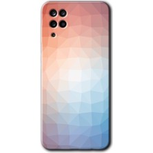 Gramaphone Galaxy A12 Kılıf Hd Desen Baskılı Arka Kapak + Esnek Nano Cam - Polygon Graident 3
